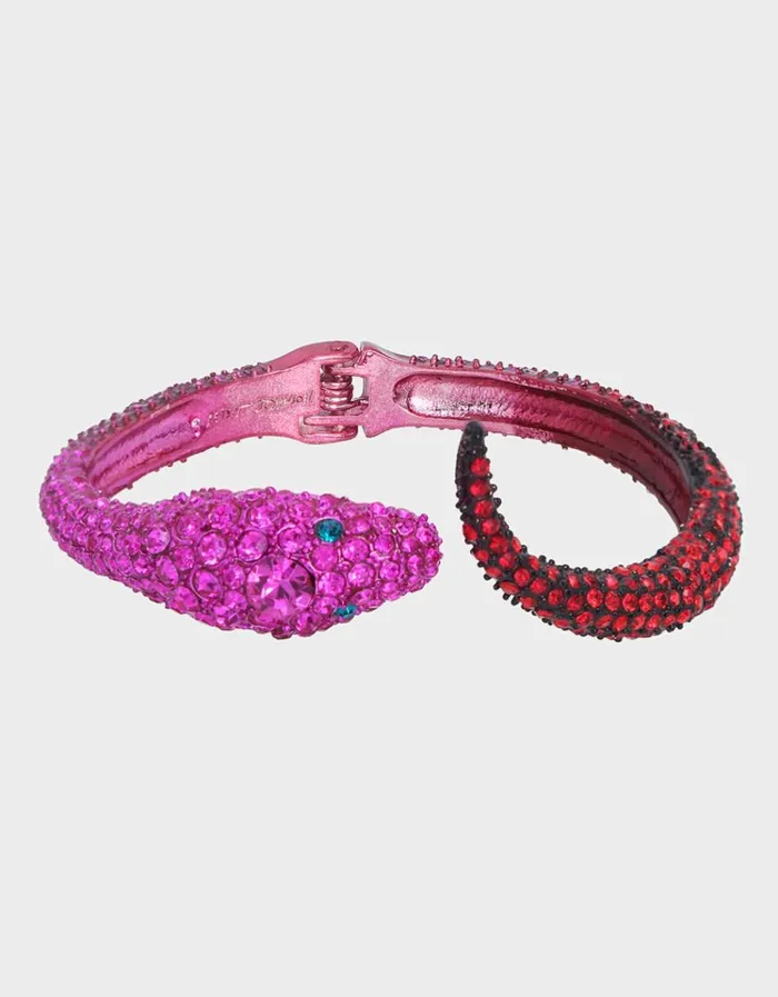 Women MIDNIGHT GARDEN SNAKE HINGE BRACELET FUCHSIA Betsey Johnson