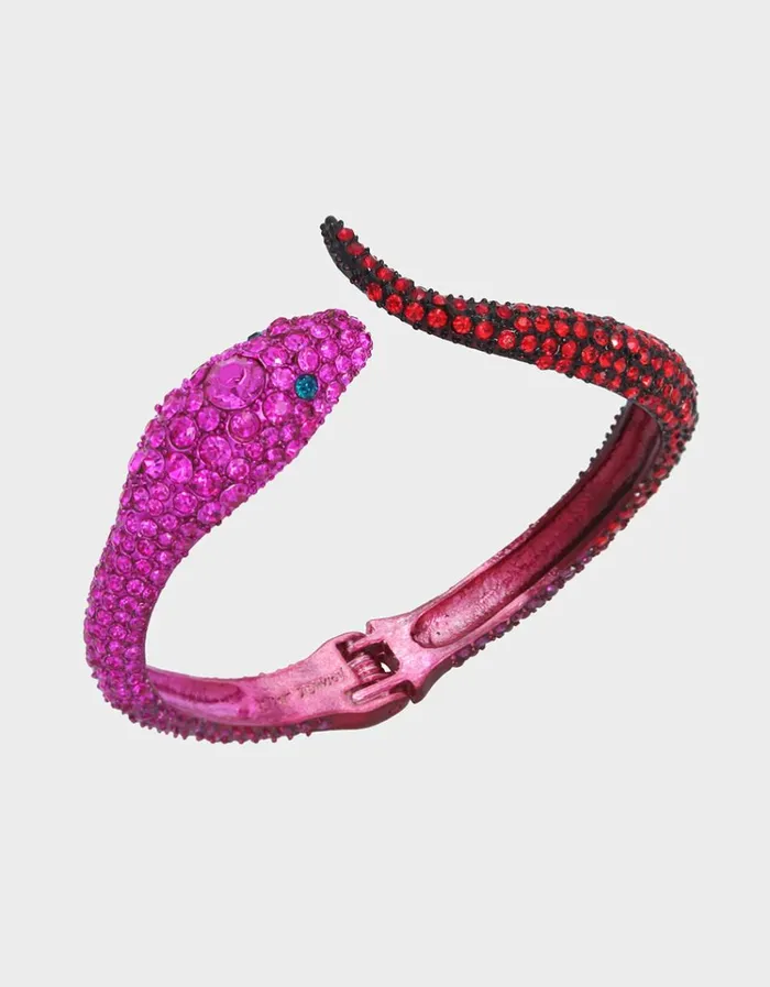 Women MIDNIGHT GARDEN SNAKE HINGE BRACELET FUCHSIA Betsey Johnson