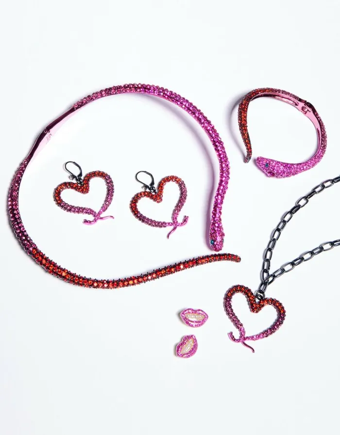 Women MIDNIGHT GARDEN SNAKE HINGE BRACELET FUCHSIA Betsey Johnson