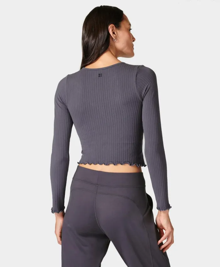 Women Mindful Seamless Long Sleeve Top Urban Grey Sweaty Betty Long Sleeve Tops