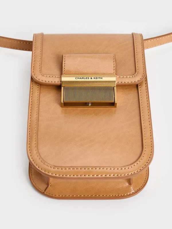 Women Mini Charlot Elongated Crossbody Bag 8211 Toffee CHARLES and KEITH Crossbody Bags