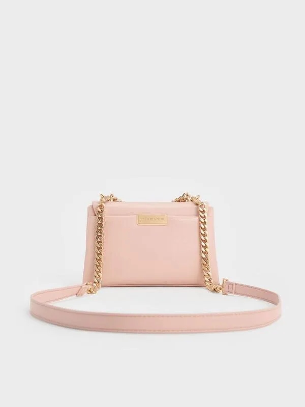 Women Mini Kerry ChainHandle Crossbody Bag 8211 Light Pink CHARLES and KEITH Crossbody Bags