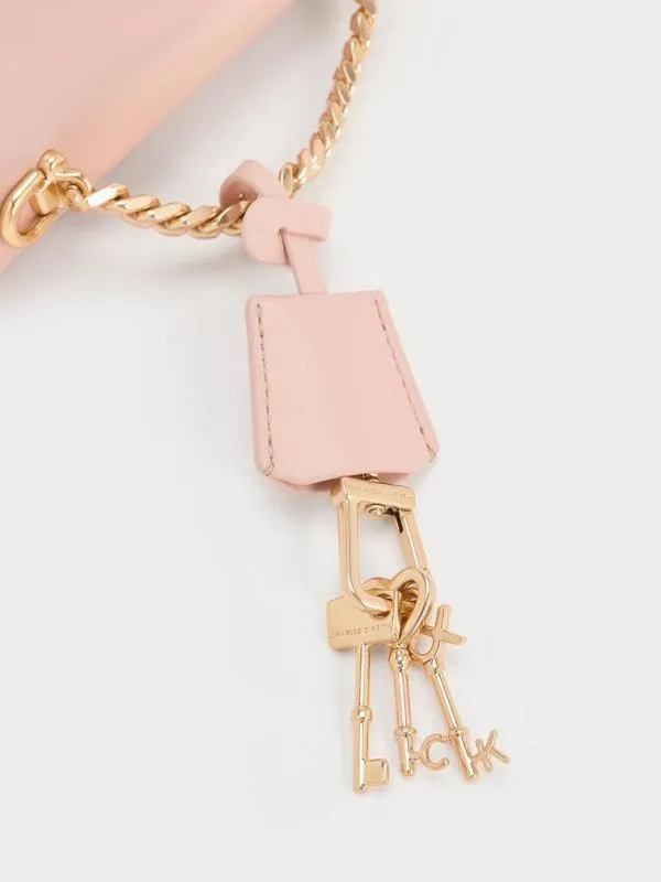 Women Mini Kerry ChainHandle Crossbody Bag 8211 Light Pink CHARLES and KEITH Crossbody Bags