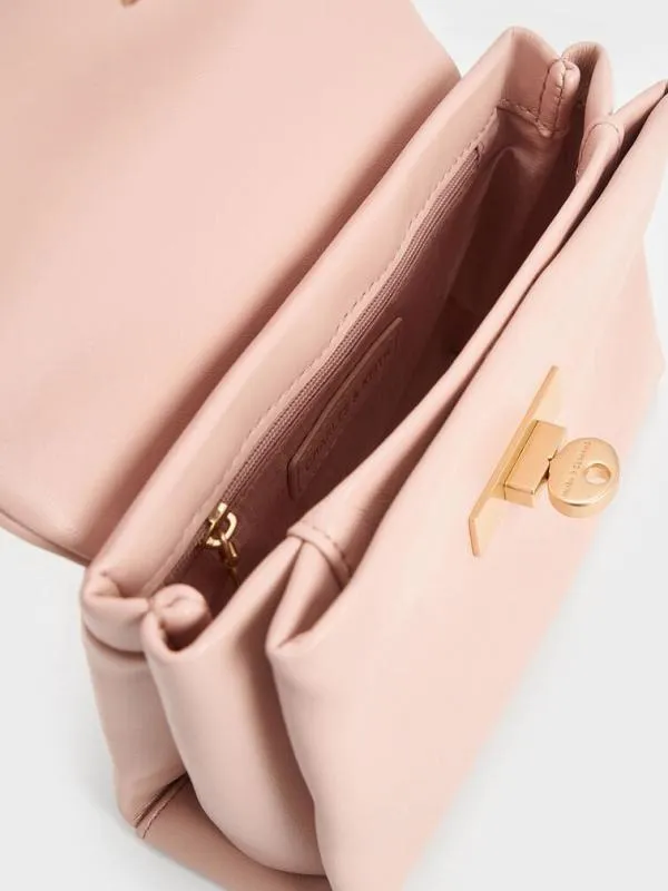 Women Mini Kerry ChainHandle Crossbody Bag 8211 Light Pink CHARLES and KEITH Crossbody Bags