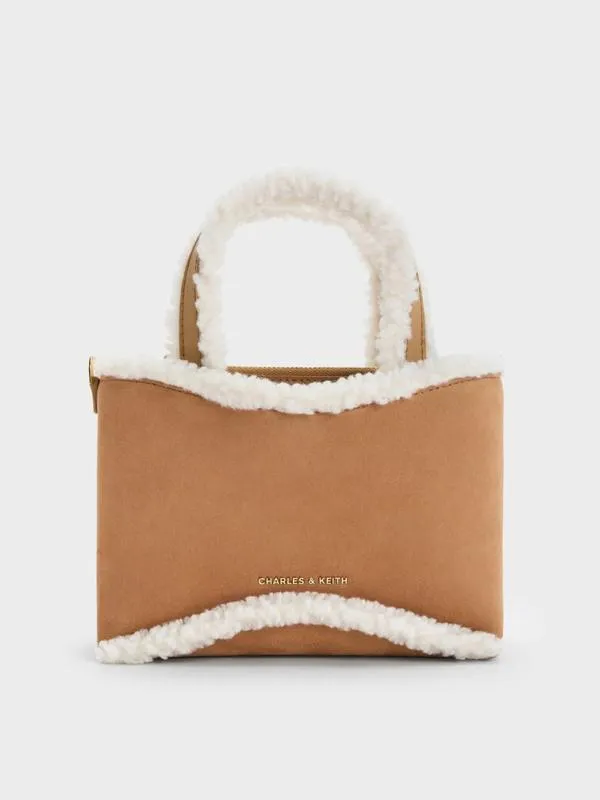 Women Mini Sybill Faux Suede FurTrim Tote Bag 8211 Multi CHARLES and KEITH Tote Bags Women Mini Sybill Faux Suede FurTrim Tote Bag 8211 Multi CHARLES and KEITH Tote Bags