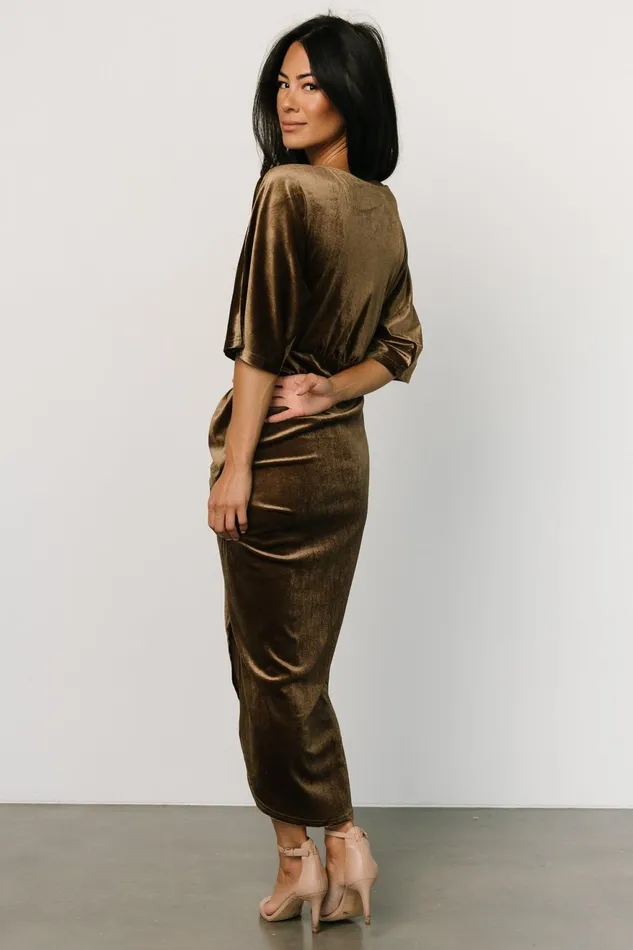 Women Mother Of The Bride Baltic Born Brendyn Ruched Velvet Dress Brushed Bronze Women Mother Of The Bride Baltic Born Brendyn Ruched Velvet Dress Brushed Bronze