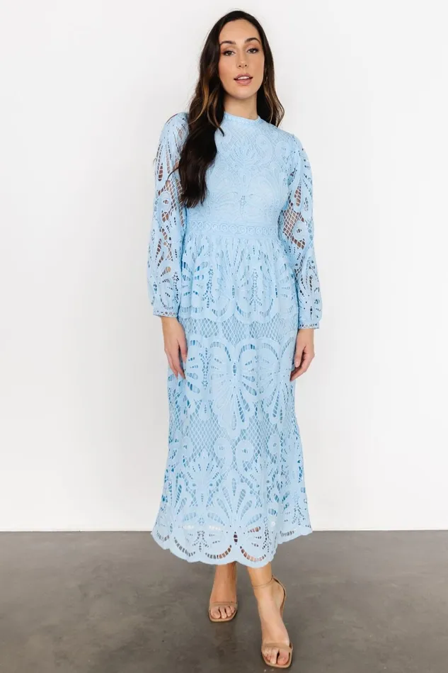 Women Mother Of The Bride Baltic Born Eldora Lace Midi Dress Light Blue