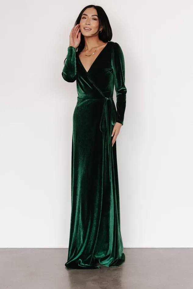 Women Mother Of The Bride Baltic Born Esmerelda Velvet Wrap Maxi Dress Forest