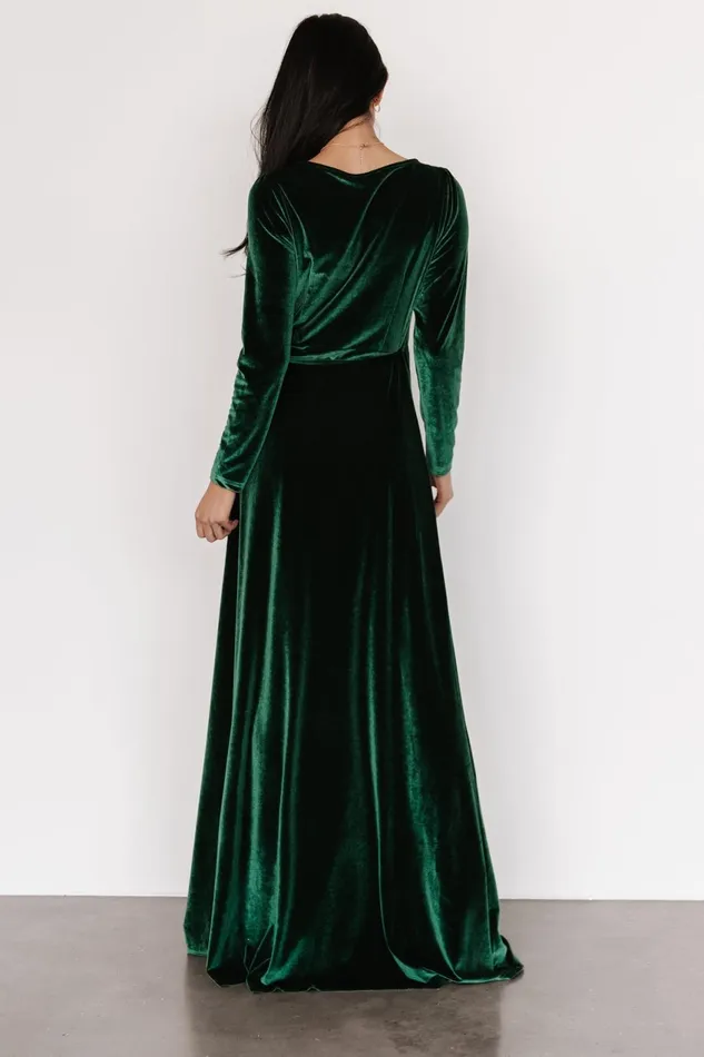 Women Mother Of The Bride Baltic Born Esmerelda Velvet Wrap Maxi Dress Forest