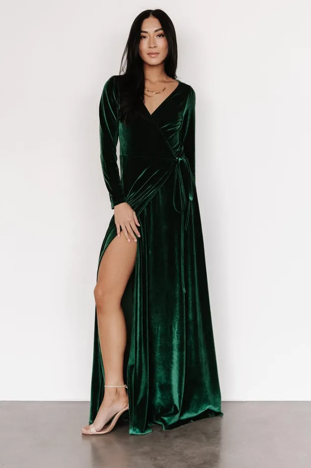 Women Mother Of The Bride Baltic Born Esmerelda Velvet Wrap Maxi Dress Forest