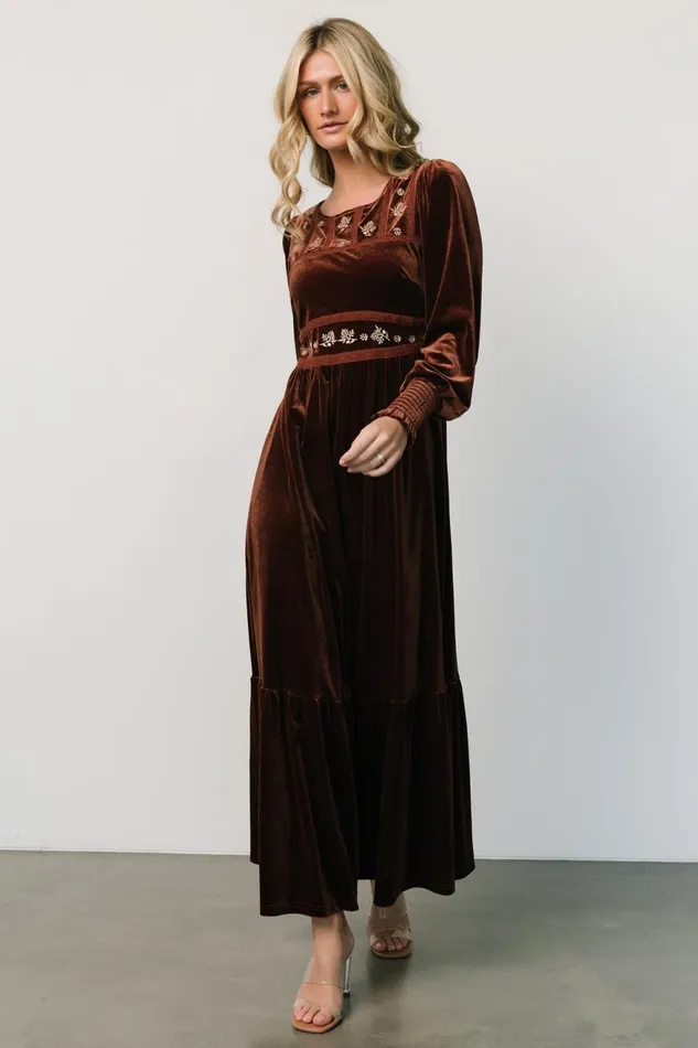Women Mother Of The Bride Baltic Born Ingrid Velvet Maxi Dress Chocolate Women Mother Of The Bride Baltic Born Ingrid Velvet Maxi Dress Chocolate