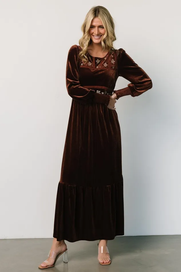 Women Mother Of The Bride Baltic Born Ingrid Velvet Maxi Dress Chocolate Women Mother Of The Bride Baltic Born Ingrid Velvet Maxi Dress Chocolate