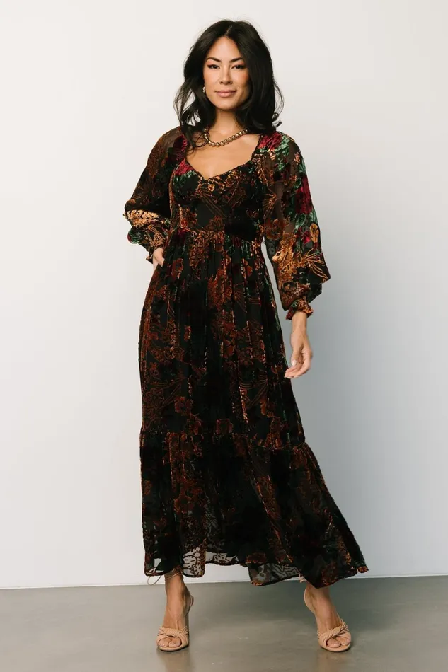 Women Mother Of The Bride Baltic Born Marlow Velvet Embossed Dress Black Multi Women Mother Of The Bride Baltic Born Marlow Velvet Embossed Dress Black Multi