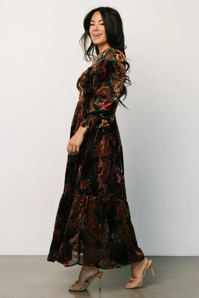 Women Mother Of The Bride Baltic Born Marlow Velvet Embossed Dress Black Multi Women Mother Of The Bride Baltic Born Marlow Velvet Embossed Dress Black Multi