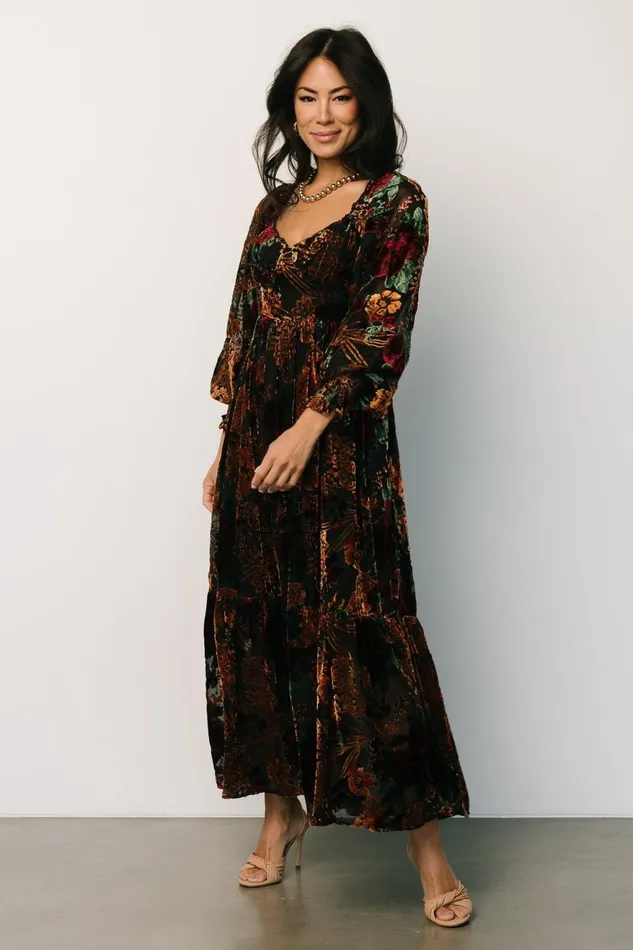 Women Mother Of The Bride Baltic Born Marlow Velvet Embossed Dress Black Multi Women Mother Of The Bride Baltic Born Marlow Velvet Embossed Dress Black Multi