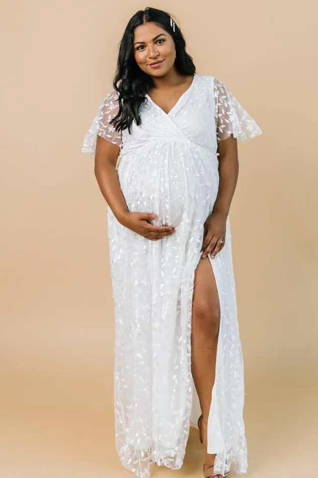 Women Mother Of The Bride Baltic Born Marseille Embossed Maxi Dress White