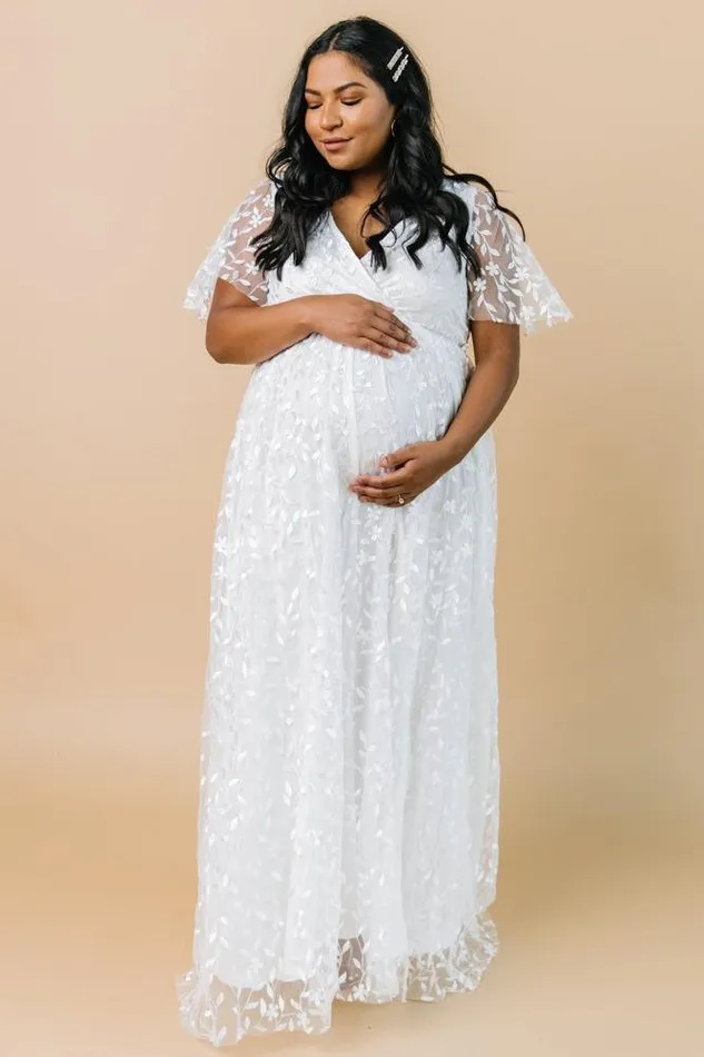 Women Mother Of The Bride Baltic Born Marseille Embossed Maxi Dress White