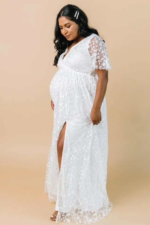 Women Mother Of The Bride Baltic Born Marseille Embossed Maxi Dress White