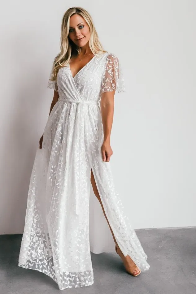 Women Mother Of The Bride Baltic Born Marseille Embossed Maxi Dress White