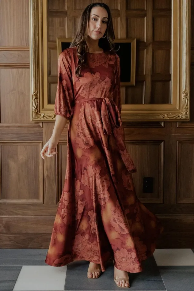Women Mother Of The Bride Baltic Born Paula Satin Maxi Dress Terracotta Floral Women Mother Of The Bride Baltic Born Paula Satin Maxi Dress Terracotta Floral