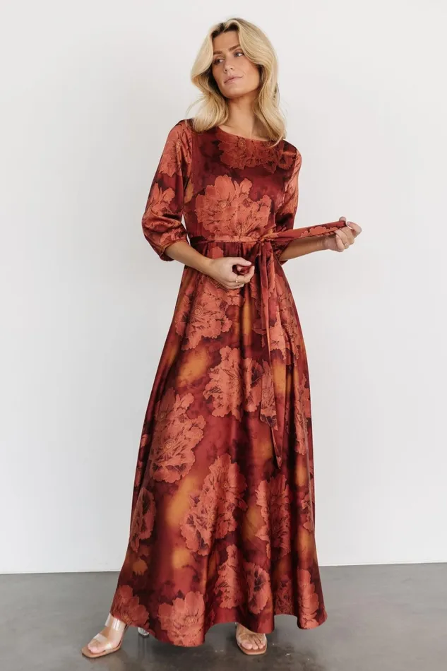 Women Mother Of The Bride Baltic Born Paula Satin Maxi Dress Terracotta Floral Women Mother Of The Bride Baltic Born Paula Satin Maxi Dress Terracotta Floral