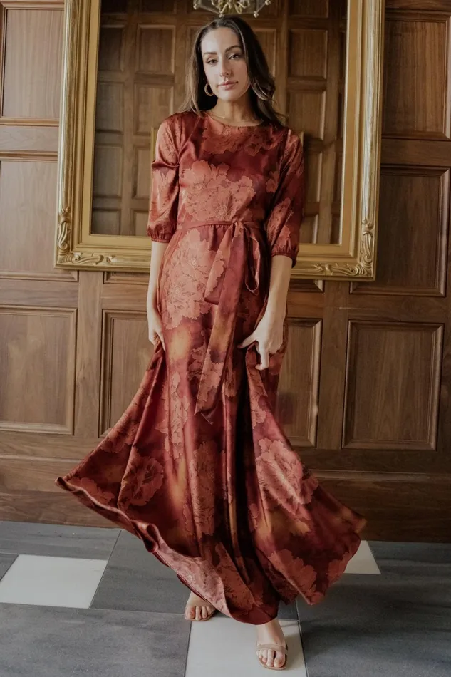 Women Mother Of The Bride Baltic Born Paula Satin Maxi Dress Terracotta Floral Women Mother Of The Bride Baltic Born Paula Satin Maxi Dress Terracotta Floral
