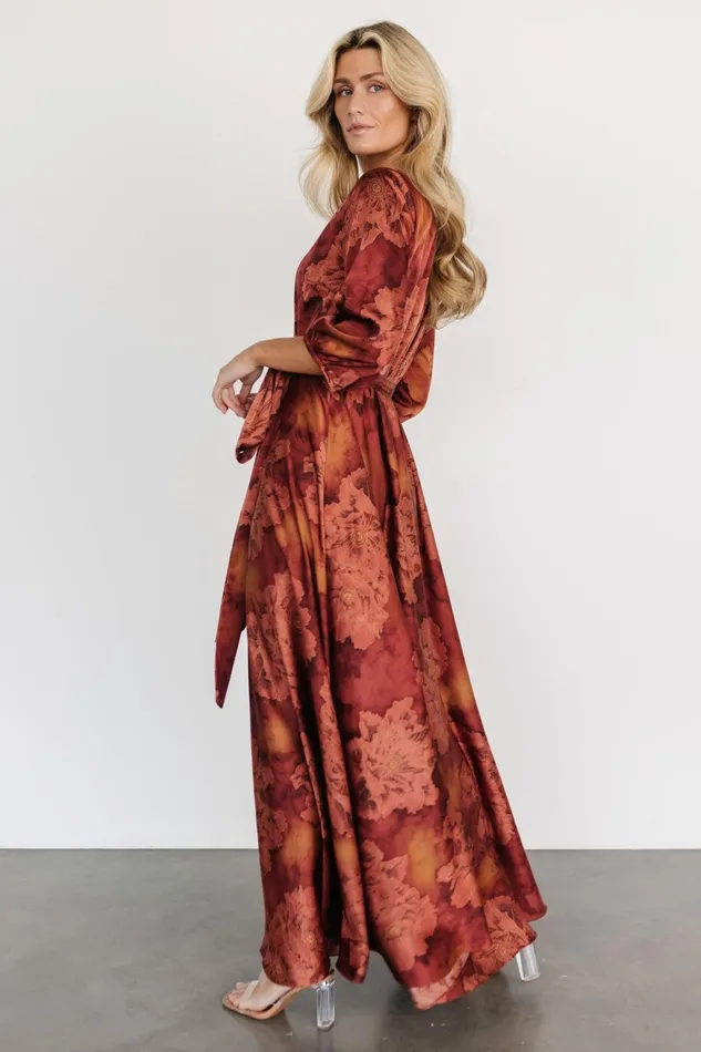 Women Mother Of The Bride Baltic Born Paula Satin Maxi Dress Terracotta Floral Women Mother Of The Bride Baltic Born Paula Satin Maxi Dress Terracotta Floral