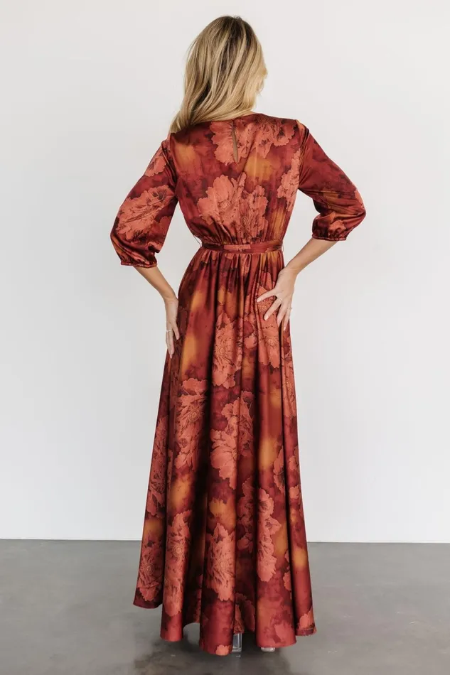 Women Mother Of The Bride Baltic Born Paula Satin Maxi Dress Terracotta Floral Women Mother Of The Bride Baltic Born Paula Satin Maxi Dress Terracotta Floral