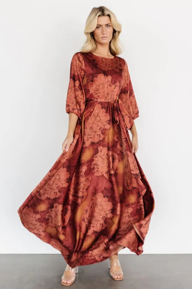 Women Mother Of The Bride Baltic Born Paula Satin Maxi Dress Terracotta Floral Women Mother Of The Bride Baltic Born Paula Satin Maxi Dress Terracotta Floral