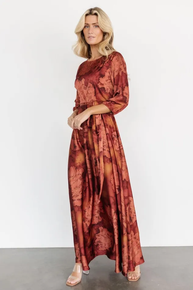 Women Mother Of The Bride Baltic Born Paula Satin Maxi Dress Terracotta Floral Women Mother Of The Bride Baltic Born Paula Satin Maxi Dress Terracotta Floral