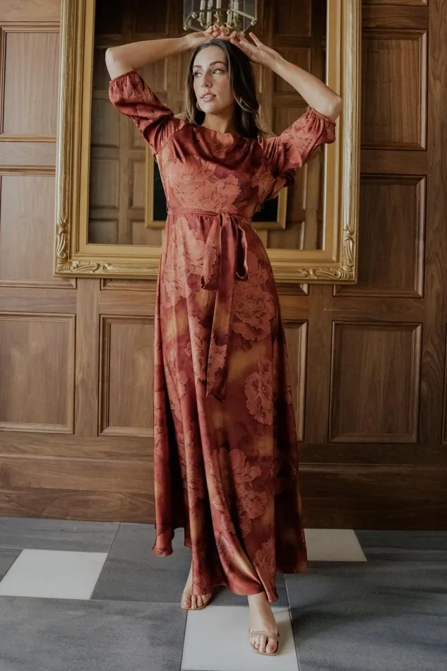 Women Mother Of The Bride Baltic Born Paula Satin Maxi Dress Terracotta Floral Women Mother Of The Bride Baltic Born Paula Satin Maxi Dress Terracotta Floral