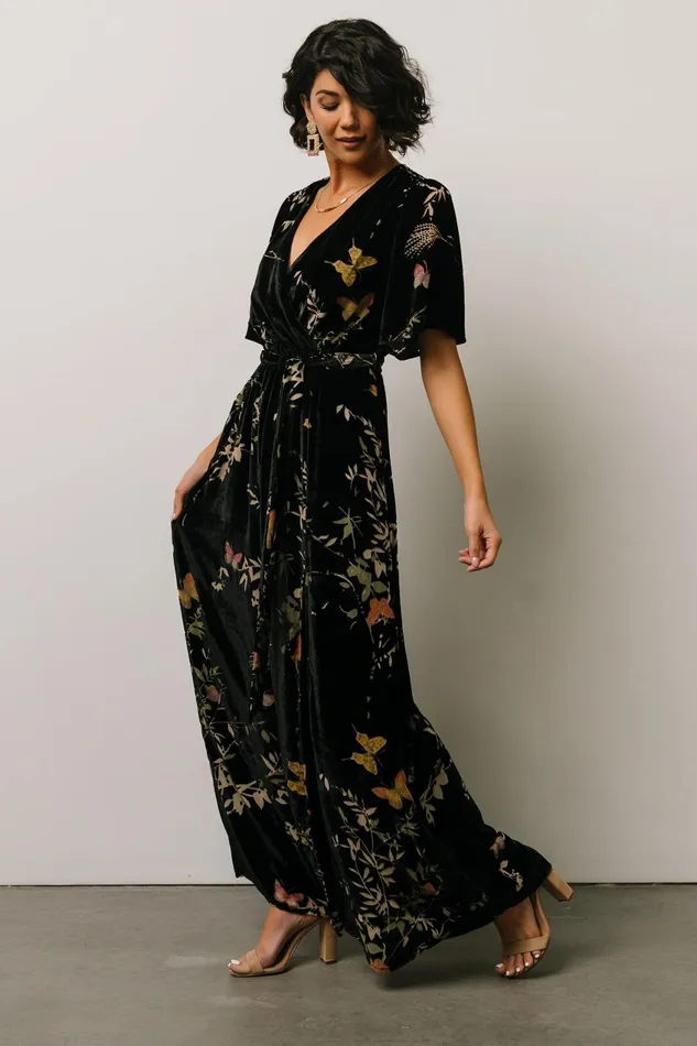 Women Mother Of The Bride Baltic Born Uma Velvet Maxi Dress Black Butterfly Print Women Mother Of The Bride Baltic Born Uma Velvet Maxi Dress Black Butterfly Print