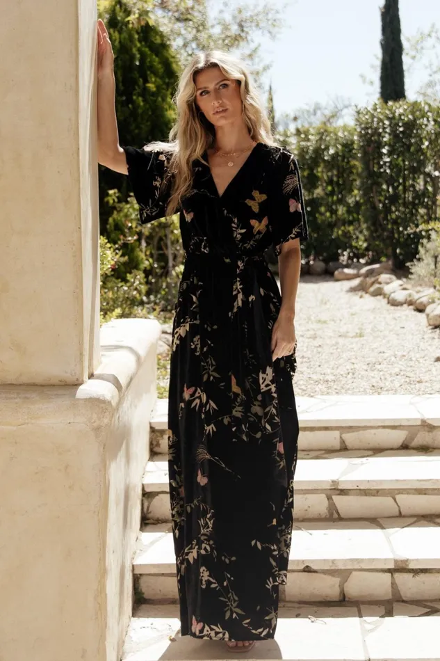 Women Mother Of The Bride Baltic Born Uma Velvet Maxi Dress Black Butterfly Print Women Mother Of The Bride Baltic Born Uma Velvet Maxi Dress Black Butterfly Print