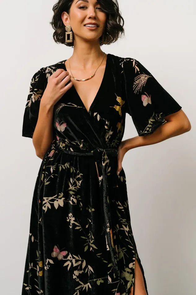 Women Mother Of The Bride Baltic Born Uma Velvet Maxi Dress Black Butterfly Print Women Mother Of The Bride Baltic Born Uma Velvet Maxi Dress Black Butterfly Print
