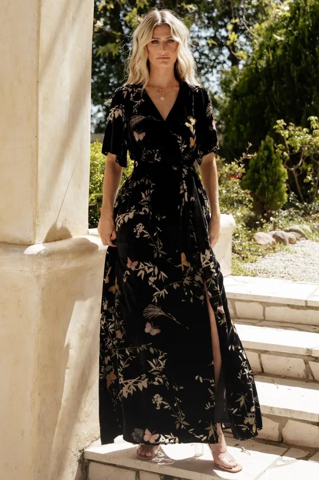 Women Mother Of The Bride Baltic Born Uma Velvet Maxi Dress Black Butterfly Print Women Mother Of The Bride Baltic Born Uma Velvet Maxi Dress Black Butterfly Print