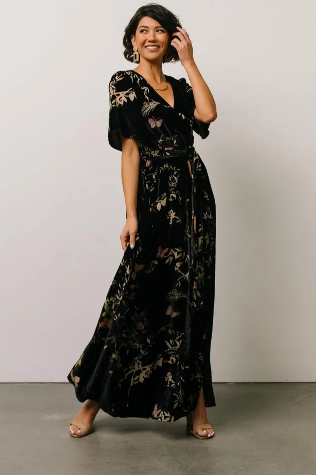 Women Mother Of The Bride Baltic Born Uma Velvet Maxi Dress Black Butterfly Print Women Mother Of The Bride Baltic Born Uma Velvet Maxi Dress Black Butterfly Print