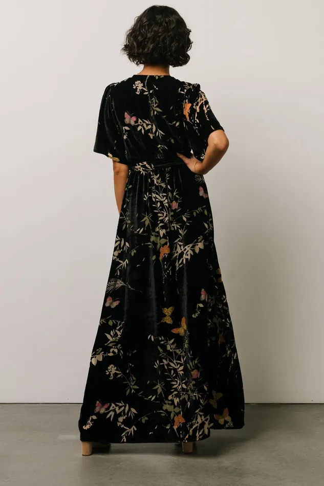 Women Mother Of The Bride Baltic Born Uma Velvet Maxi Dress Black Butterfly Print Women Mother Of The Bride Baltic Born Uma Velvet Maxi Dress Black Butterfly Print