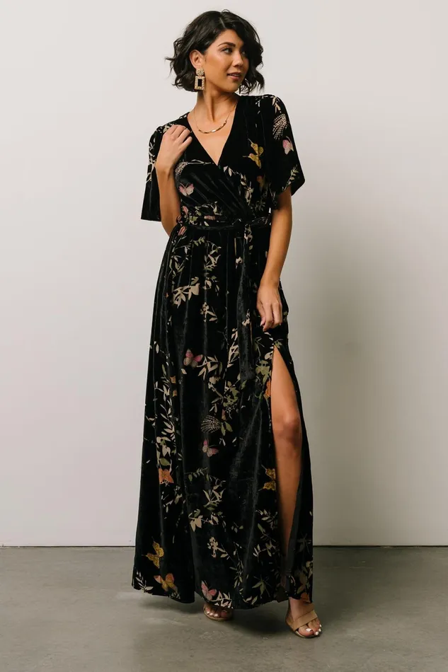 Women Mother Of The Bride Baltic Born Uma Velvet Maxi Dress Black Butterfly Print Women Mother Of The Bride Baltic Born Uma Velvet Maxi Dress Black Butterfly Print