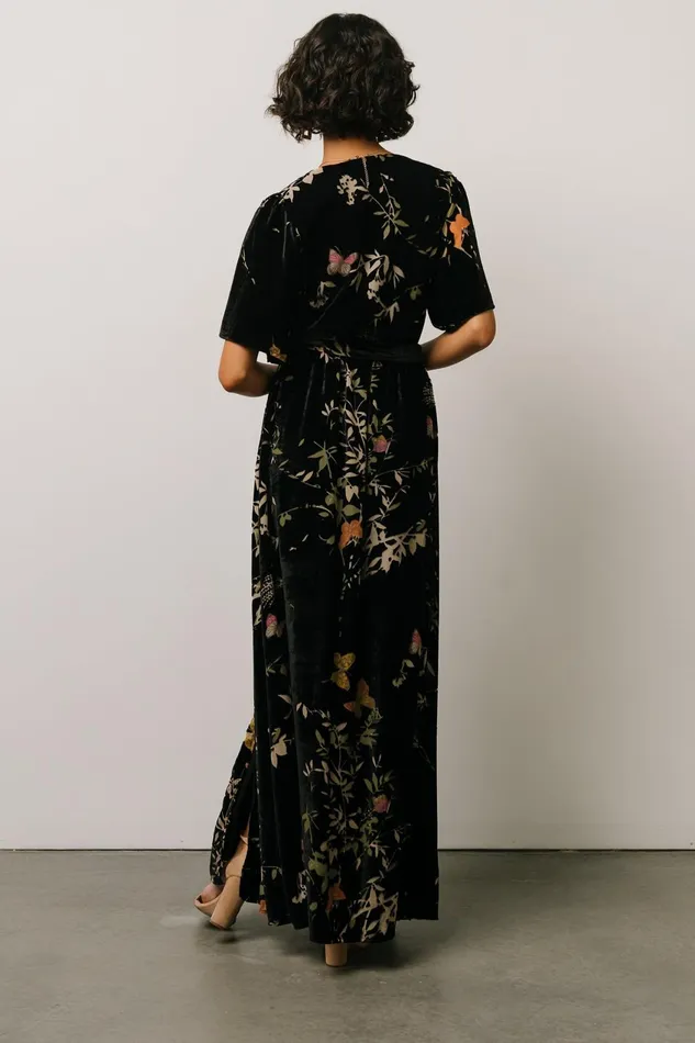 Women Mother Of The Bride Baltic Born Uma Velvet Maxi Dress Black Butterfly Print Women Mother Of The Bride Baltic Born Uma Velvet Maxi Dress Black Butterfly Print