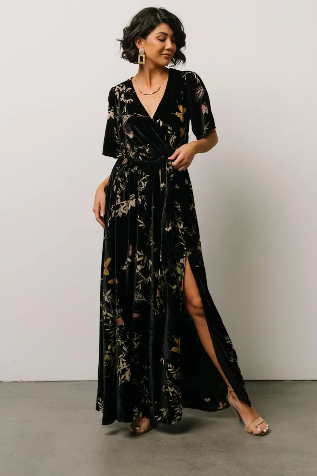 Women Mother Of The Bride Baltic Born Uma Velvet Maxi Dress Black Butterfly Print Women Mother Of The Bride Baltic Born Uma Velvet Maxi Dress Black Butterfly Print