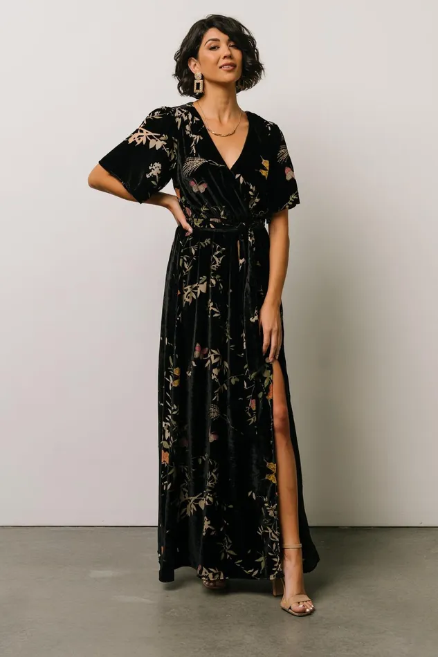 Women Mother Of The Bride Baltic Born Uma Velvet Maxi Dress Black Butterfly Print Women Mother Of The Bride Baltic Born Uma Velvet Maxi Dress Black Butterfly Print