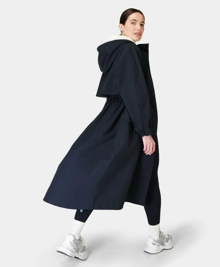 Women Motion Longline Parka French Navy Blue Sweaty Betty Coats and Jackets