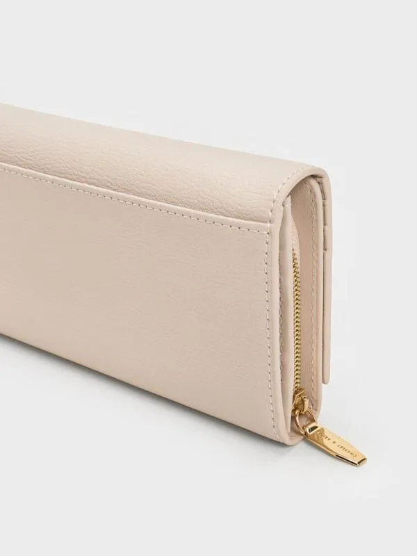 Women Muriel Front Flap Long Wallet 8211 Oat CHARLES and KEITH Long Wallets