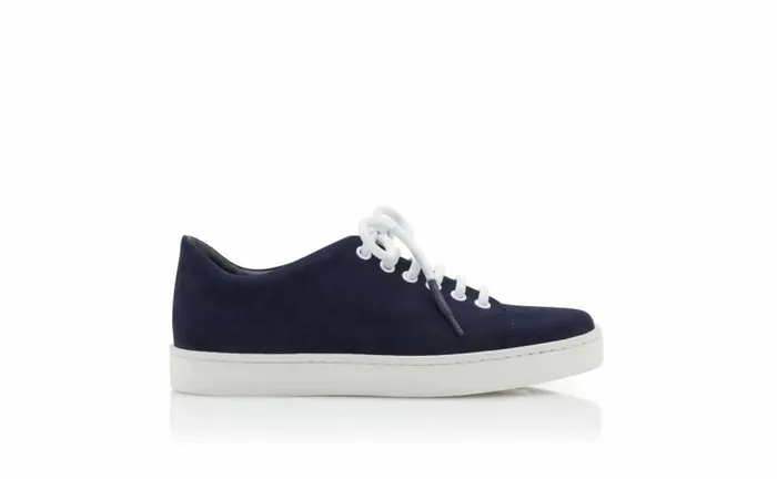 Women Navy Blue Suede LaceUp Sneakers Manolo Blahnik Flats