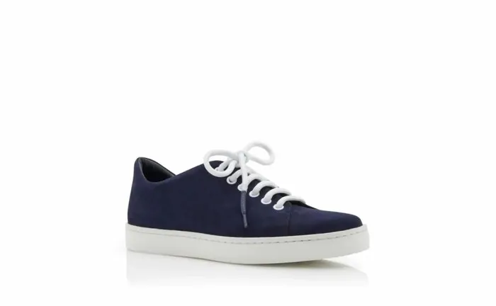 Women Navy Blue Suede LaceUp Sneakers Manolo Blahnik Flats