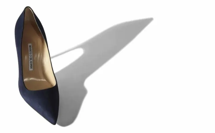 Women Navy Suede Pointed Toe Pumps Manolo Blahnik Pumps