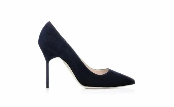 Women Navy Suede Pointed Toe Pumps Manolo Blahnik Pumps