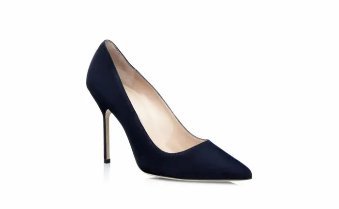 Women Navy Suede Pointed Toe Pumps Manolo Blahnik Pumps