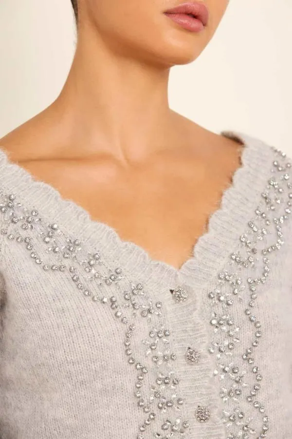 Women Needle and Thread Embellished VNeck Short Cardigan Grey Women Needle and Thread Embellished VNeck Short Cardigan Grey