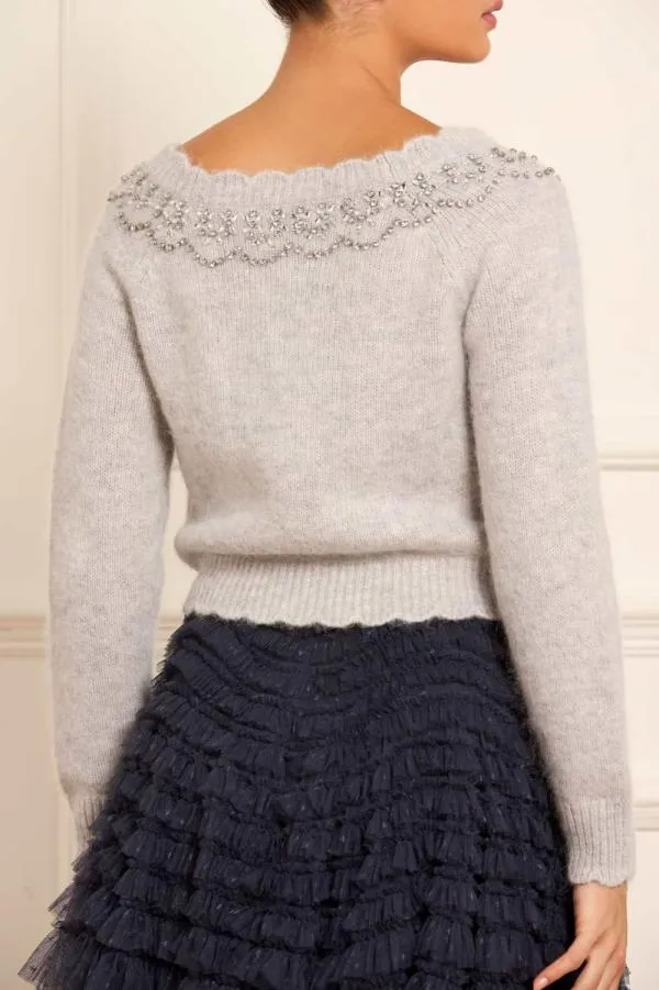 Women Needle and Thread Embellished VNeck Short Cardigan Grey Women Needle and Thread Embellished VNeck Short Cardigan Grey